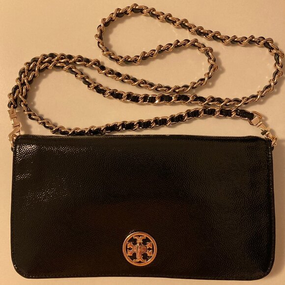 Tory Burch patent leather gold chain clutch or shoulder bag - Picture 1 of 16